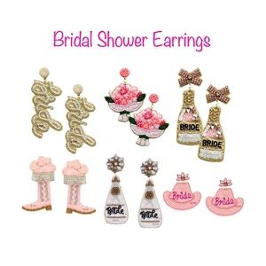 5 pairs, Beaded Bridal Earring, Bridal Shower, Bridesmaid Gift